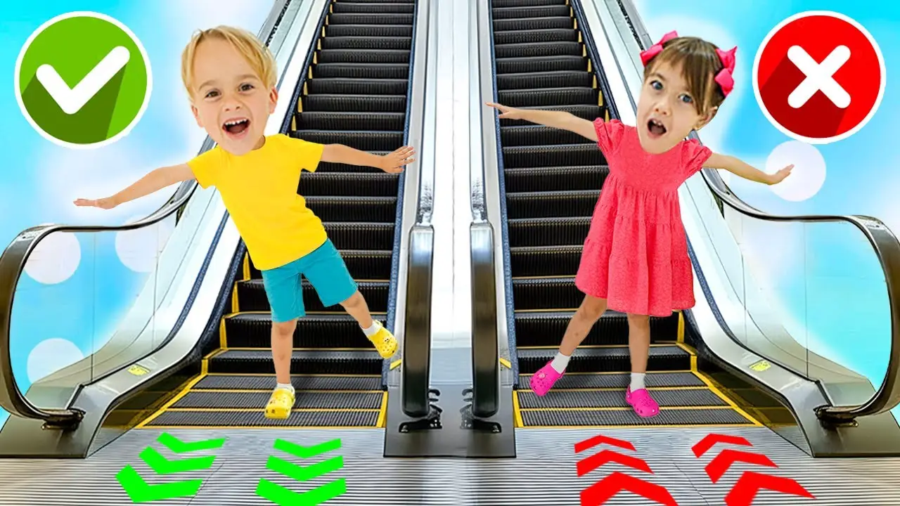 Escalator Mall Adventure - Kids Learn Mall Safety Rules